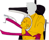 Tête-à-tête (duologue), 1996, h 43.3 x w 78.7 in, collage of adhesive film, marker on drawing polyester, detail